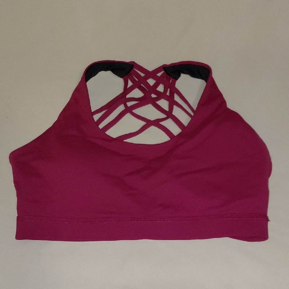 Strappy Back Sports Bra in Magenta - Lightweight Support Small